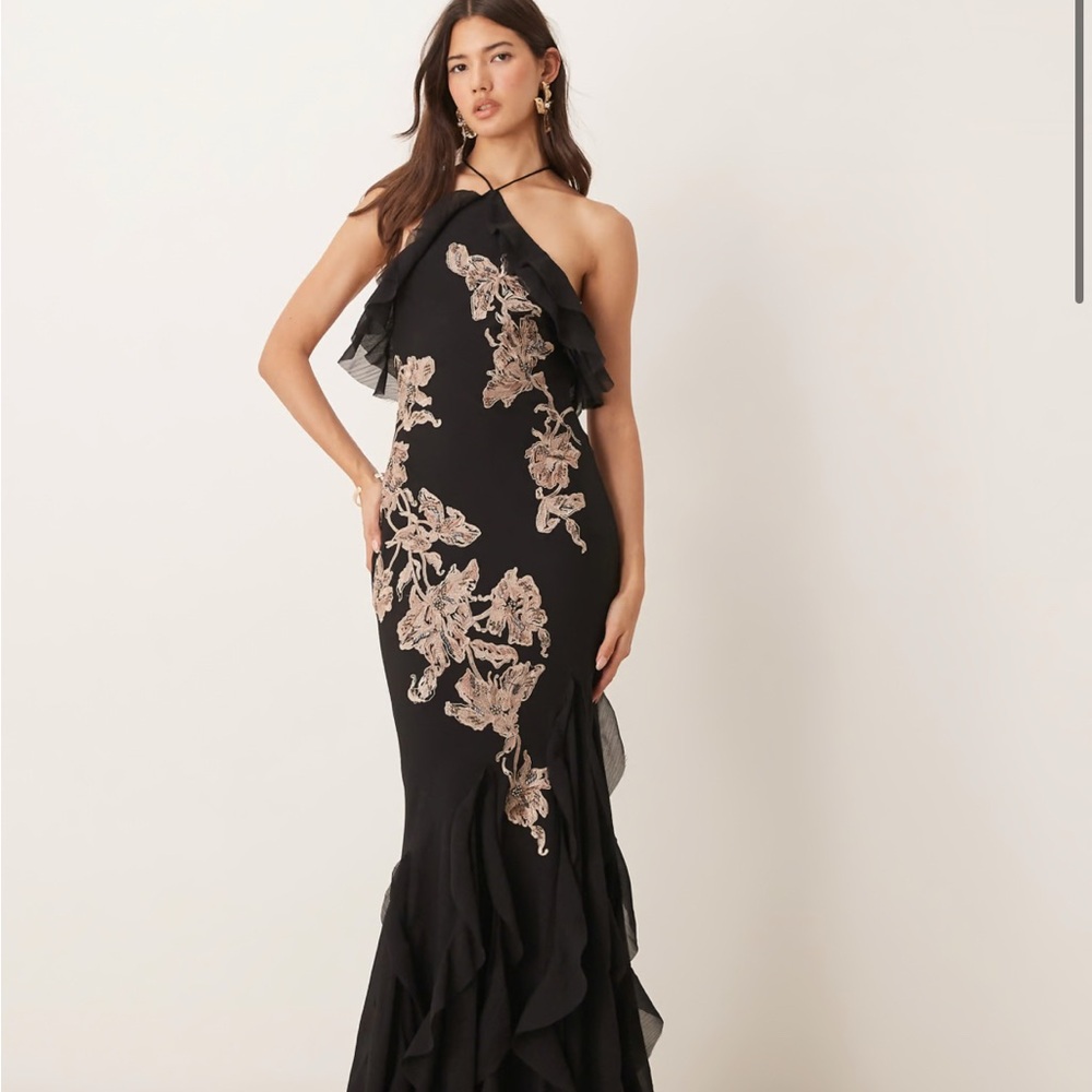 Elegant Black and Gold Women's Dress